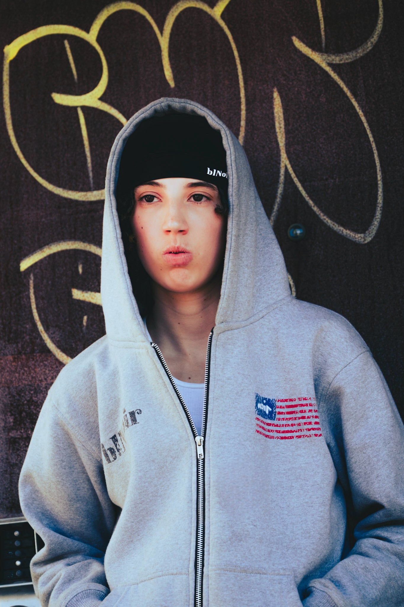 Gray Flag Zip Up